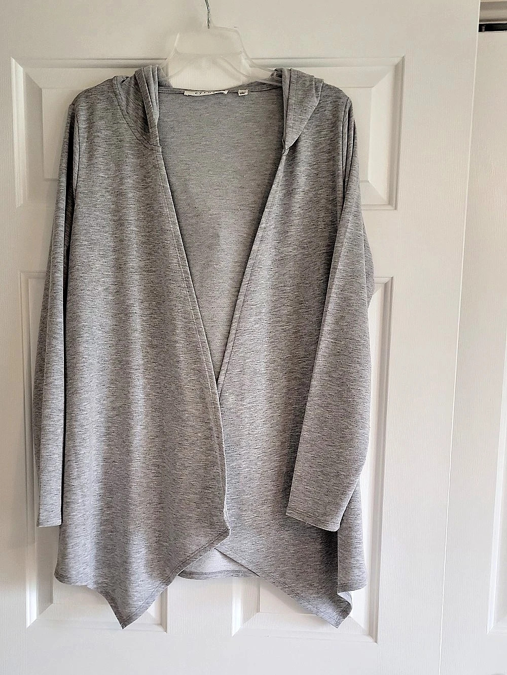 Cyrus Open Front Hooded Cardigan Gray Hooded Tunic Size Large Like New